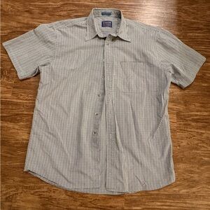 Pendleton L plaid button down shirt short sleeve pocket classic comfort cotton